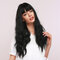 28 Inches Bangs Natural Black Long Curly Hair Gentle Temperament Micro-volume Synthetic Wig - 28 Inch