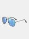 Men Alloy Full Frame Double Bridge Toad Glasses Polarized UV 400 All-match Retro Sunglasses - Black frame/Blue