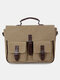 Men Vintage Business PU Leather Multifunction Multi-carry Briefcases Messenger Bag Crossbody Bag - Khaki