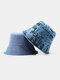 Unisex Cotton Double-sided Newspaper Letter Printing Fashion Personality Sunshade Bucket Hat - Blue