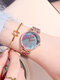 4 Colors Alloy Women Trendy Watch Inlaid Rhinestone Dial Decorative Pointer Quartz Watch - Blue