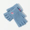 Women Winter Warm Wool Knit Cute Half-finger Gloves Plus Velvet Finger Touch Screen Gloves - Blue
