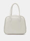 Women Faux Leather Vintage Multi-Carry Solid Color Shopping Crossbody Bag Handbag - Beige