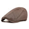 Men Adjustable Cotton Solid Color Beret Cap Sunshade Casual Outdoors Peaked Forward Hat - Coffee