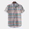 Mens Summer Ethnic Printed Turn Down Collar Short Sleeve Loose Casual Shirts - As Picture