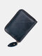 Vintage Mini Genuine Leather RFID Anti-Magnetic Multi-Slots Stitch Detail Card Holder Coin Bag - Dark Blue