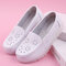 Women Comfortable Hollow Jelly Bottom White Nurse Flat Shoes - White