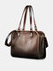 Women Faux Leather Large Capacity Tote Handbag Vintage Anti-Theft Crossbody Bags - Coffee