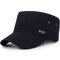 Men Adjustable Windproof Wild Cotton Flat Cap Simple Style Outdoor Casual Travel Sun Hat - Blue