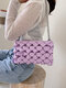 Women Chains Weave Shoulder Bag Handbag - Purple