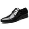 Men PU Leather Color Blocking Non Slip Busness Formal Dress Shoes - Black
