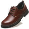 Men Comfort Round Toe Outdoor Slip Resistant Work Style Leather Shoes - Brown