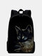 Women Men Fluorescence Cat Luminous Water Drop Backpack - Black 1