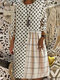 Polka Dot Plaid Patchwork Print Plus Size Dress - White