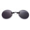 Mens Vintage Mini Personality Metal Clip Nose Sunglasses Vogue Travel Round Sunglasses - Black