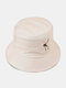 Unisex Cotton Solid Color Cartoon Love Skull Print Fashion Sun Protection Bucket Hat - Beige