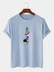 Plus Size Mens Cartoon Ice Cream Astronaut Print Fashion Cotton T-Shirt - Blue