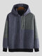 Mens Classic Patchwork Activewear Loose Hoodies - Blue
