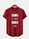 Mens Cotton Slogan Graphics Curved Hem Casual Short Sleeve T-Shirts - Wine Red