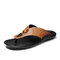 Men PU Light Weight Clip Toe Casual Slippers - Brown