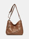 Women Vintage PU Leather Multi-Layers Crossbody Bag Shoulder Bag - Brown