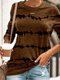 Tie Dye Long Sleeve O-neck T-shirt For Women - Khaki
