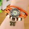 Vintage Quartz Wristwatch Butterfly Pendant Beaded Leather Multilayer Watch Ethnic Jewelry for Women - Orange