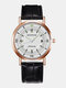 8 Cores Metal Couro Masculino Vintage Watch Ponteiro Decorativo Luminoso Quartzo Watch - Caixa Ouro Rosa Branco Mostrador