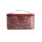 Women Faux Leather Wash Bag Waterproof Printing Travel Cosmetic Bag - Red