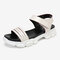 LOSTISY Women Comfy Solid Color Hook Loop Platform Sports Sandals - White