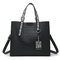 Women Crocodile Pattern Tote Handbag Solid PU Leather Crossbody Bag Casual Shoulder Bag - Black