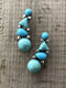 Boucles d'oreilles en alliage de patchwork turquoise de forme géométrique vintage - #01