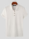 Mens Solid Rib-Knit Casual Short Sleeve Golf Shirt - White