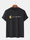Herren-T-Shirts mit Cartoon-Sonnenplaneten-Aufdruck, Rundhalsausschnitt und kurzen Ärmeln - Schwarz