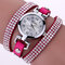 DUOYA Fashion Round Dial Wristwatch Full Rhinestones Bracelet Watch Multilayer Leather Women Watches - Rose