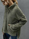 Solid Color Long Sleeve Stand Collar Asymmetrical Slit Hem Sweatshirt For Women - Green