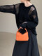 Women PU leather Cute Soft Tofu Bag Shoulder Bag Handbag - Orange