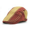 Mens Pure Cotton Patchwork Colors Beret Caps Casual Adjustable Visor Forward Hats - Wine Red