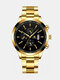 Alloy Steel Band Business Calendar Men Casual Fashion Quartz Watch - Black+Gold