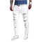 Jeans New European And American Men's White Hole Washed Trousers Slim Feet Pants E-commerce - White