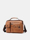 Menico Men's Faux Leather One Shoulder Messenger Bag Business Casual Tote - Khaki