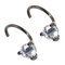 925 Sterling Silver Fashion Punk Triangle Zirconia Silver Earring Diamond Earrings for Women for Men - Black + White