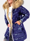 Fleece Hooded Solid Color Long Sleeve Thick Casual Coat For Women - Blue