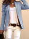 Solid Color Casual Long Sleeve Blazer Suit Jacket For Women - Blue