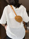 Women PU Leather Ins Sun And Moon Dome Bag Crossbody Bag Shoulder Bag Hobo Bag - Brown