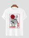 Mens Chinese Dragon Graphic Crew Neck Short Sleeve T-Shirts - White