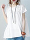 Повседневная блузка с короткими рукавами и кружевом в стиле пэчворк для отдыха - Белый