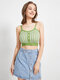 Plaid Pattern Contrast Color Button Bodycon Cami For Women - Green