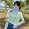 Ice Silk Sunscreen Veil Full Face Daisy Cover Face Mask Anti-UV Ice sleeve Hanging Ear Neck Mask - #01