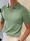 Mens Striped Slim Short Sleeve Lapel Shirt - Green